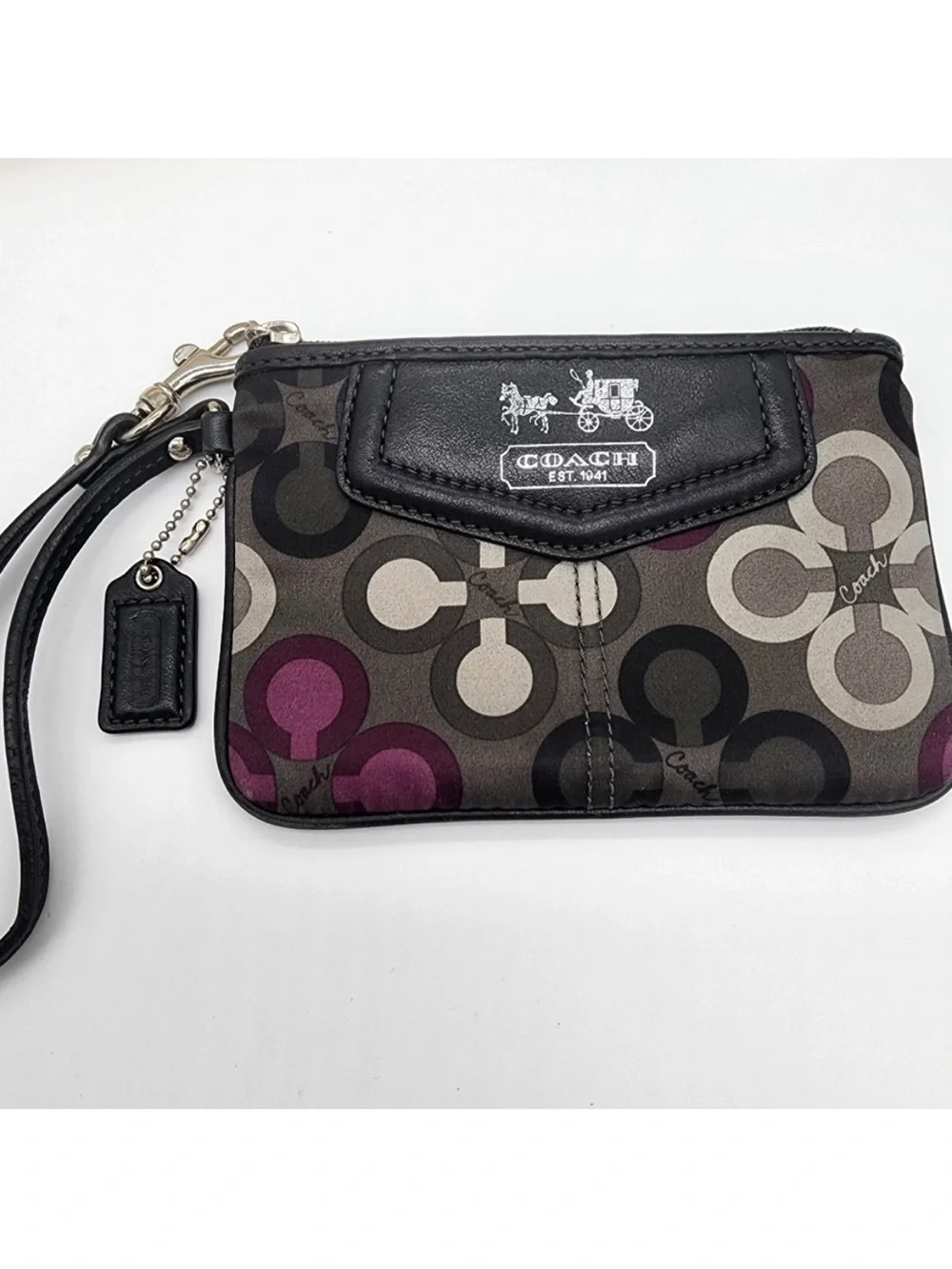 Vintage Coach Y2K Madison Sophia Sateen Multicolor Clover Satchel Bag + Wristlet